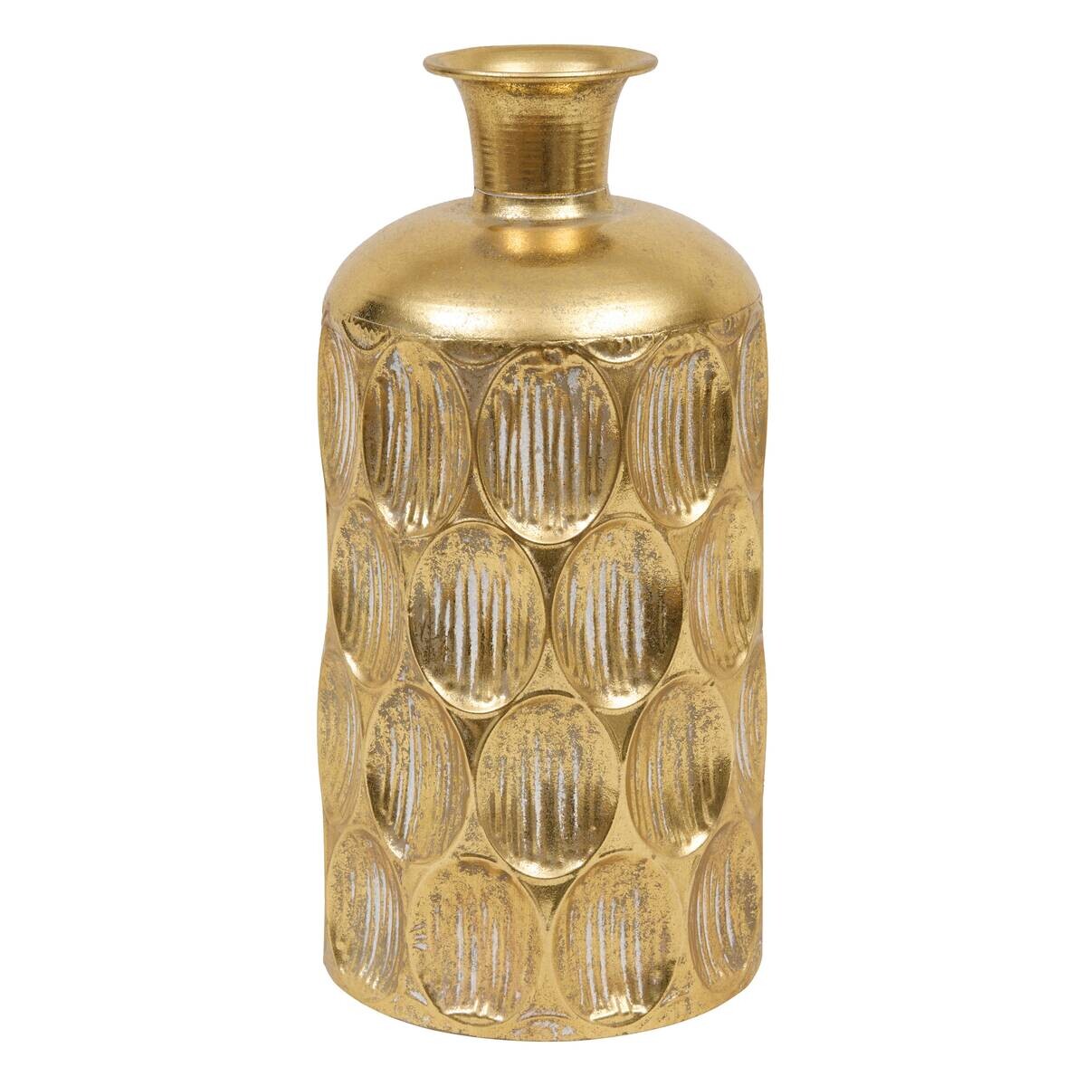 Vase gold Metall B/H: ca. 18x41 cm