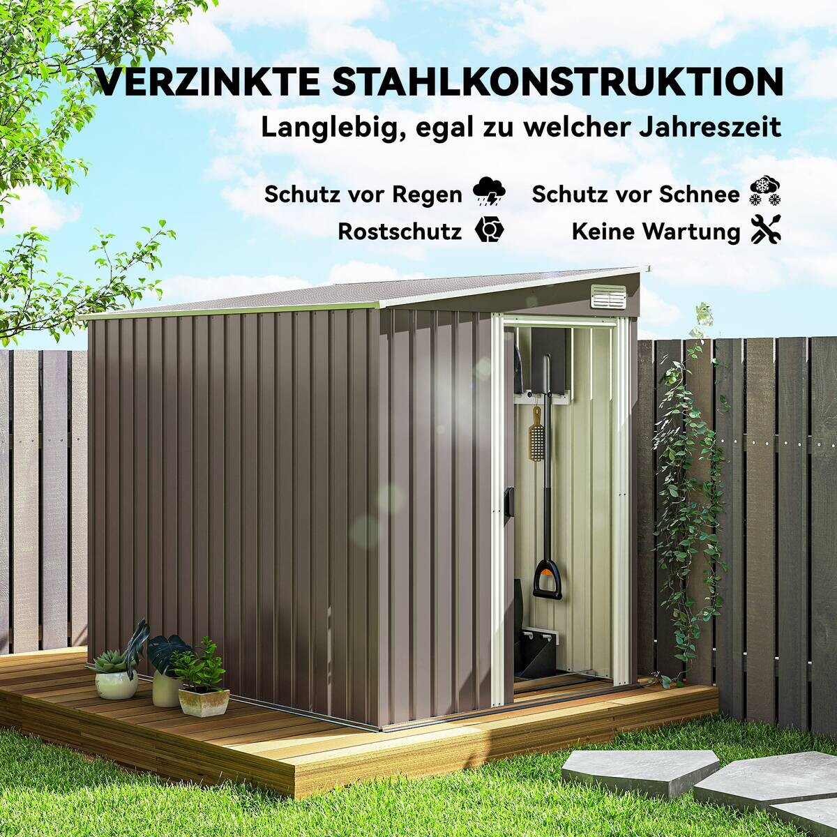 Outsunny Gerätehaus hellgrau B/H/L: ca. 206,5x181x154 cm