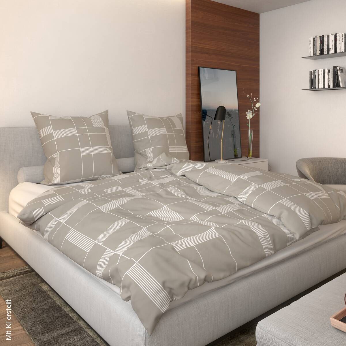 Microfaser Bettwäsche beige Polyester B/L: ca. 135x200 cm