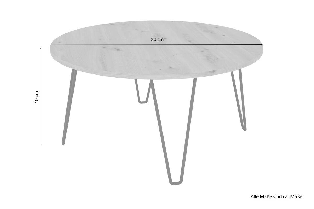 byLIVING Couchtisch FLAIR Eiche schwarz Holzwerkstoff Metall