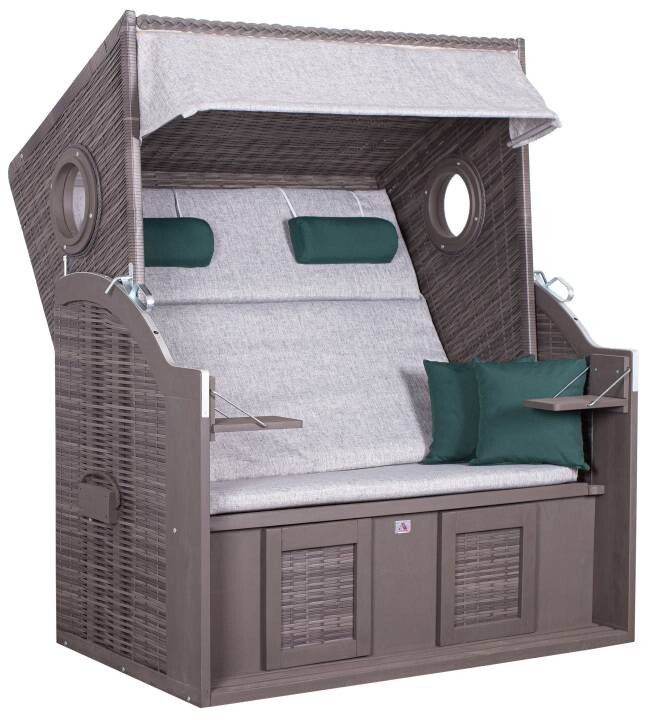 deVries Strandkorb PURE Wave XL grey Des. 484 grau Kunststoff B/H/T: ca. 140x160x80 cm