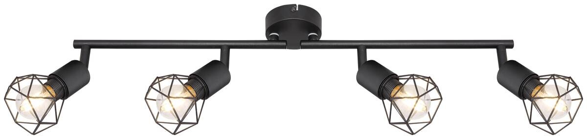 GLOBO Spotbalken 54802S-4 schwarz Metall B/H/L: ca. 8x20x60 cm E14 4 Brennstellen