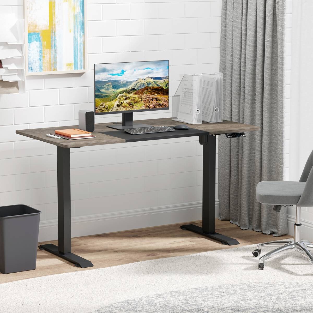 Schreibtisch 920-071V90BK natur Holz Nachbildung schwarz B/H/T: ca. 140x116x70 cm