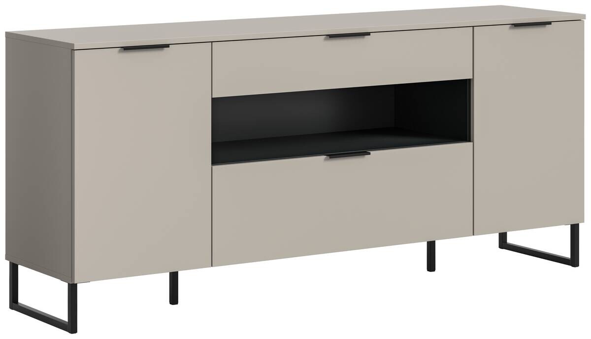 Sideboard Noida Kaschmirgrau Nachbildung schwarz B/H/T: ca. 80x185x41 cm