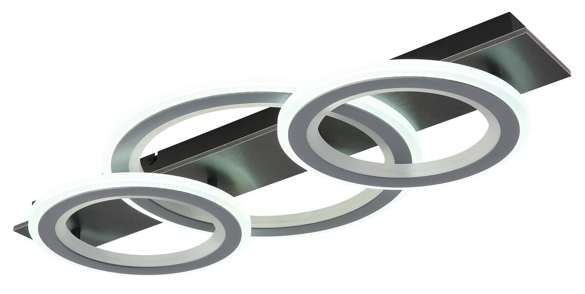 GLOBO LED-Deckenleuchte Opal mattschwarz grau Acryl Metall Kunststoff B/H/L: ca. 37x8x73 cm 1 Brennstellen