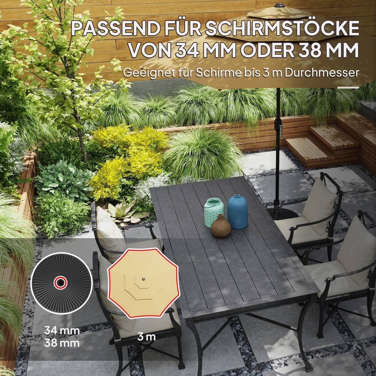 Outsunny Schirmständer schwarz Kunststoff B/H/L: ca. 55x30x55 cm