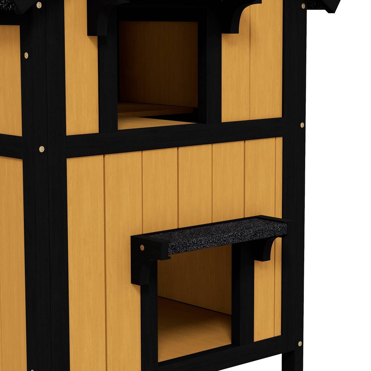 PawHut Katzen-Zubehör gelb Holz B/H/L: ca. 65x96x85,5 cm
