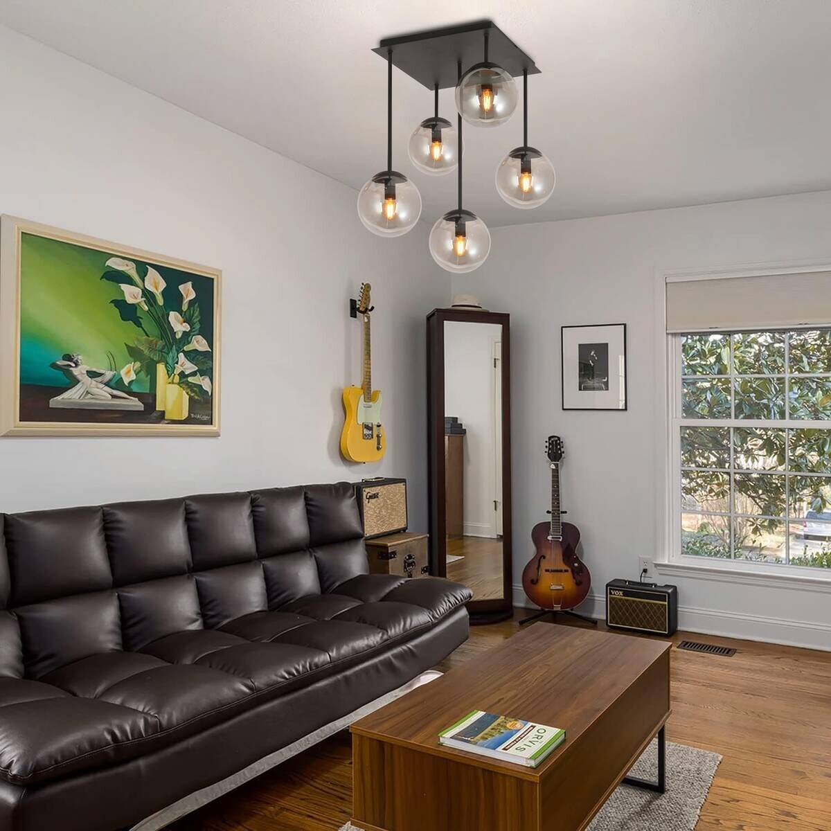 POCOline Deckenleuchte Space schwarz Glas B/H/T: ca. 40x50x40 cm E14 5 Brennstellen