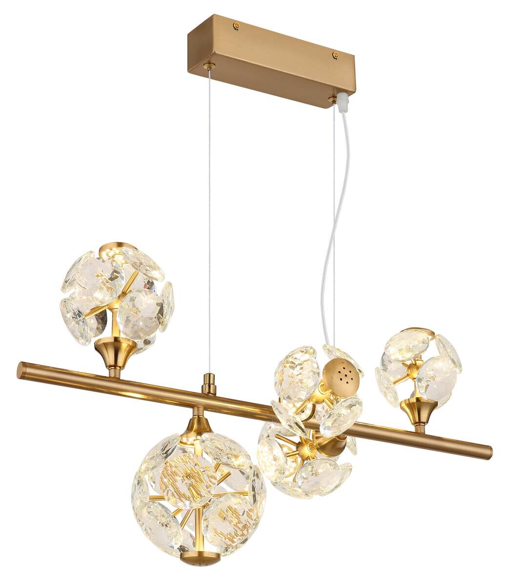 GLOBO Pendelleuchte klar gold Metall B/H/T/L: ca. 31x150x61x61 cm 1 Brennstellen