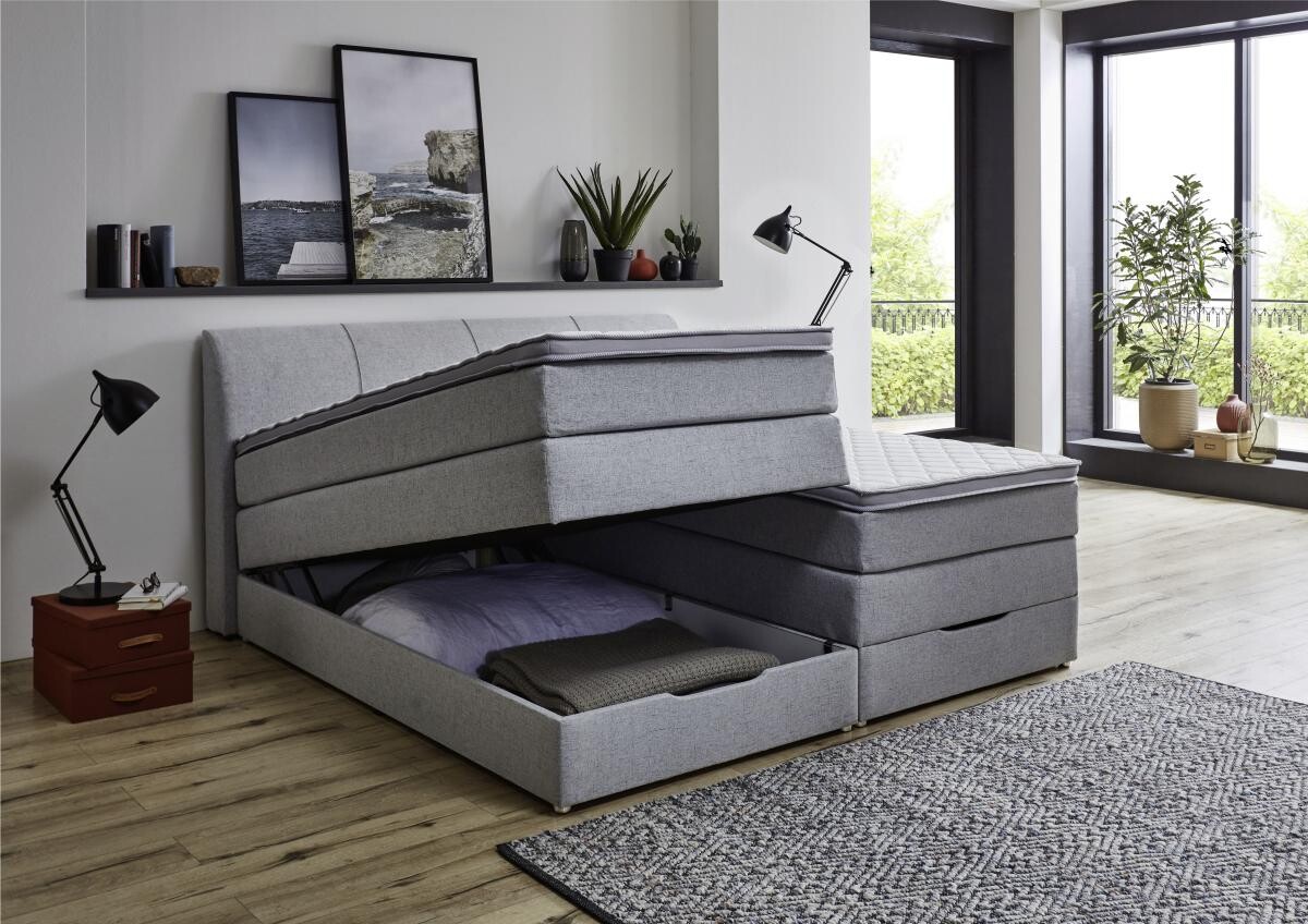 Boxspringbett Fire Silbergrau Liegefläche B/L: ca. 200x200 cm