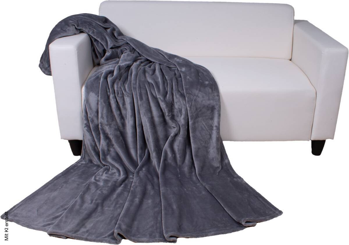 Flanelldecke grau Polyester B/L: ca. 160x220 cm