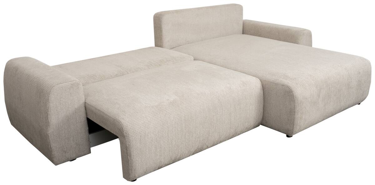 Ecksofa mit Bettfunktion und Bettkasten beige Microfaser B/H/T: ca. 293x88x172 cm