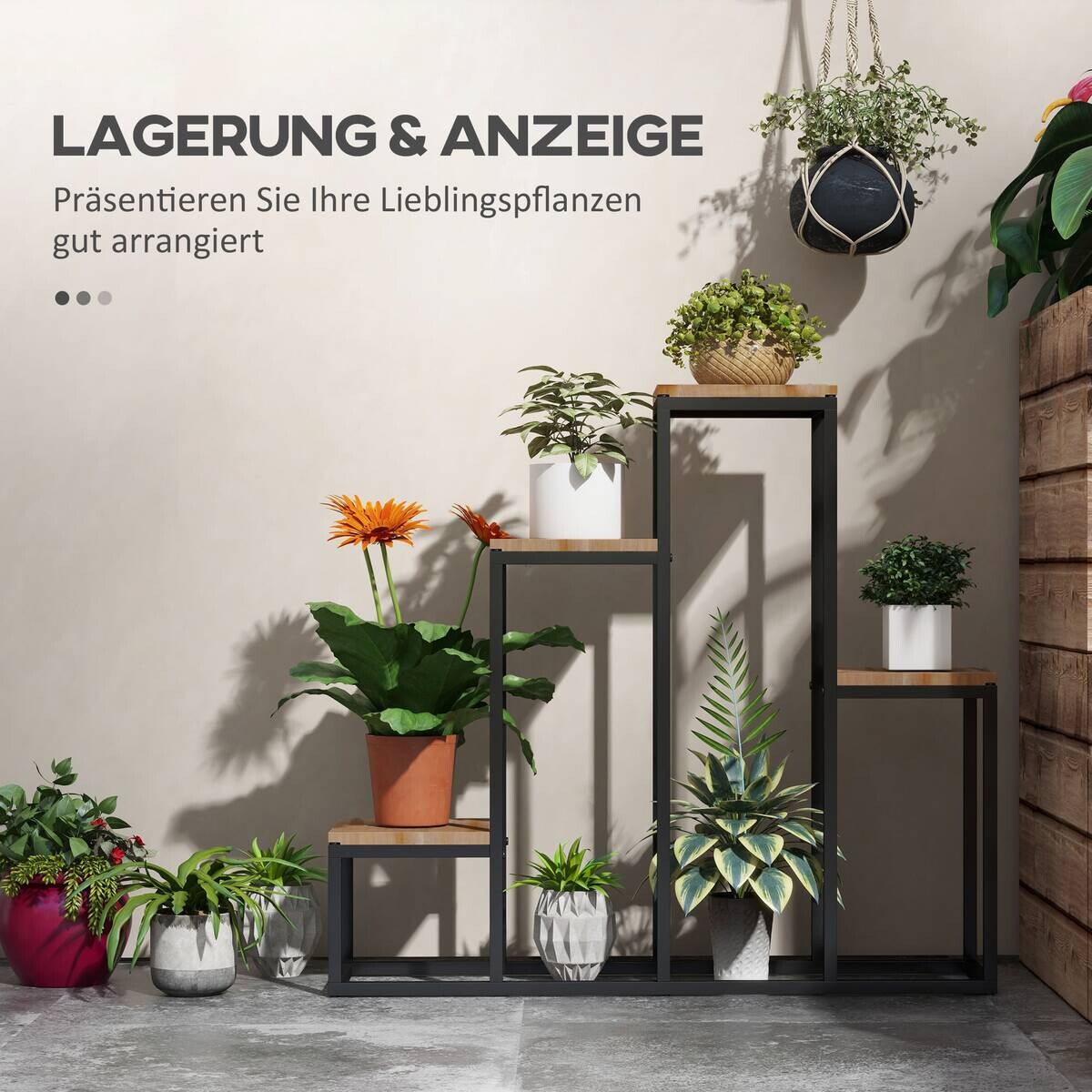 Outsunny Blumenregal hellbraun Holz B/H/L: ca. 20x74x80 cm