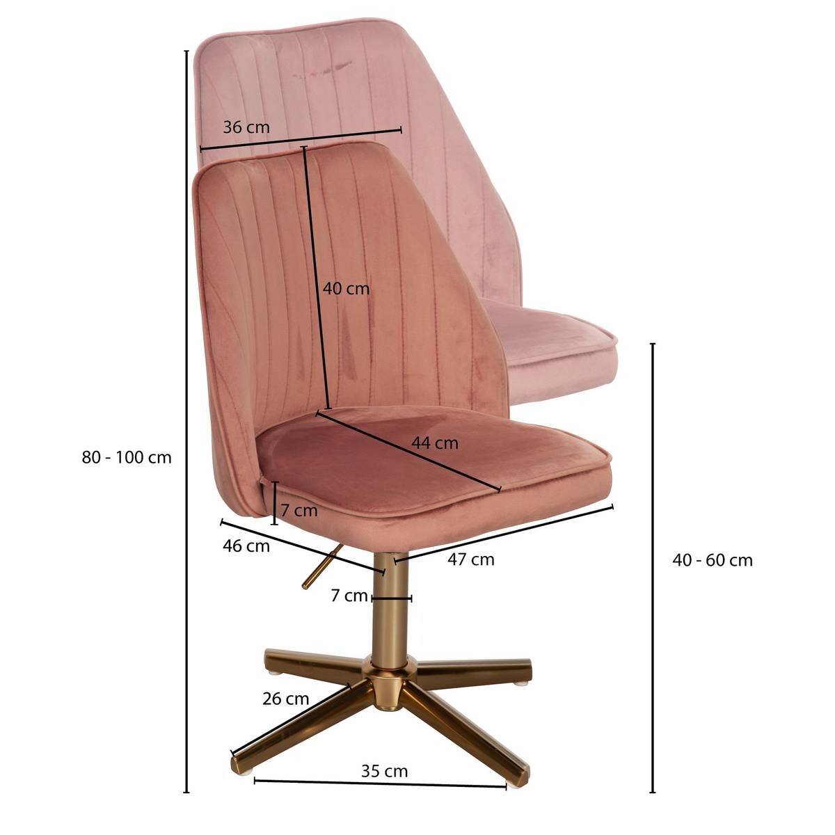 Drehstuhl rosa gold Stoff Eisen