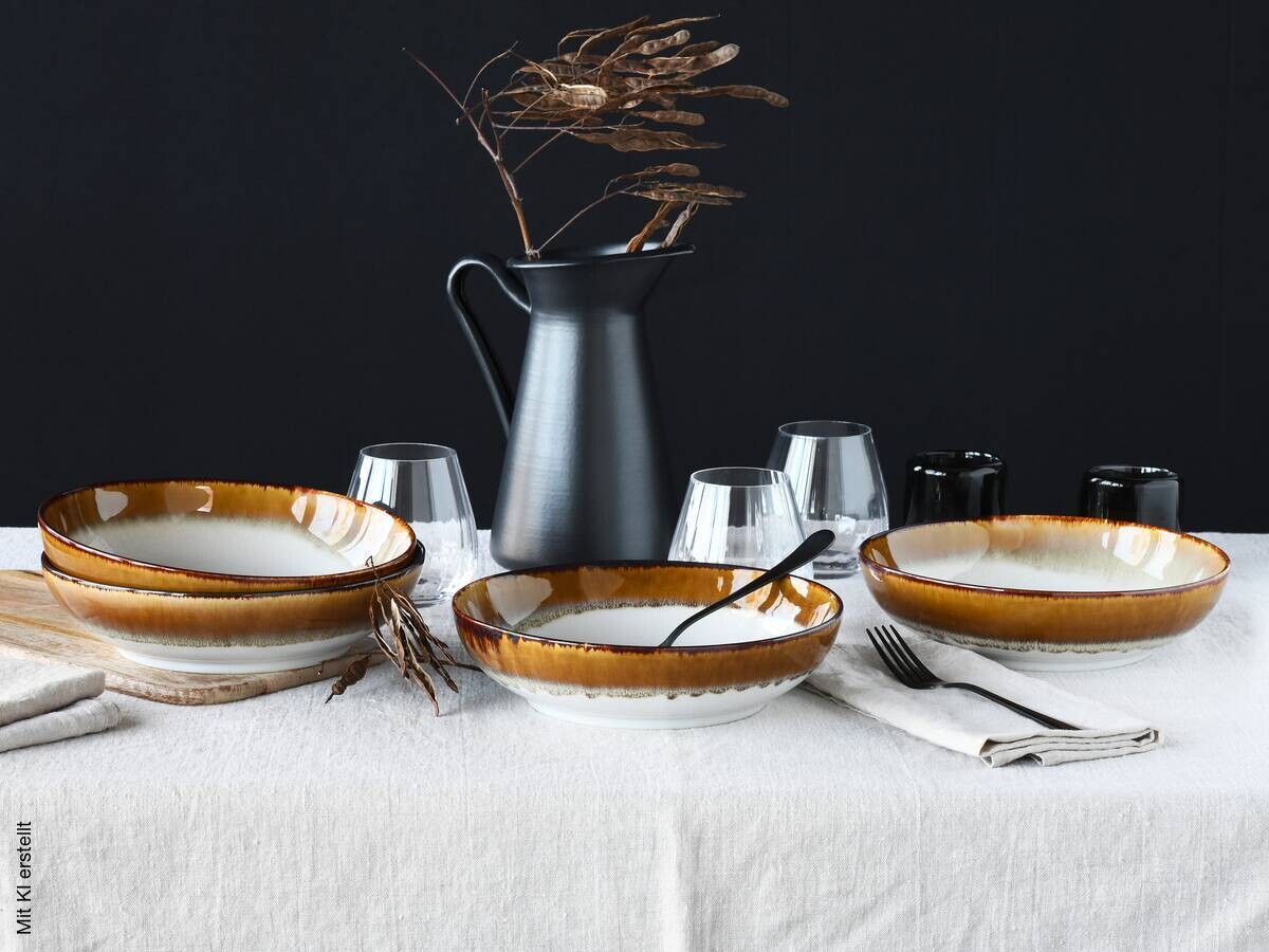 CreaTable Schüssel-Set Cascade braun Steinzeug