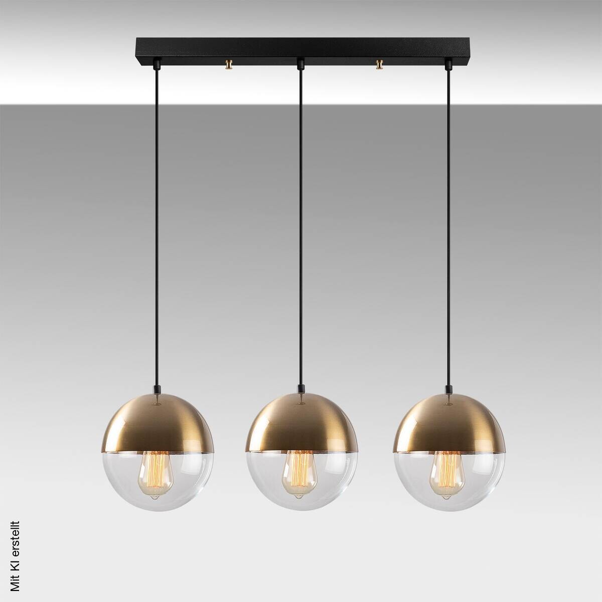 Opviq Pendelleuchte transparent messing B/H/T: ca. 70x111x20 cm E27 3 Brennstellen