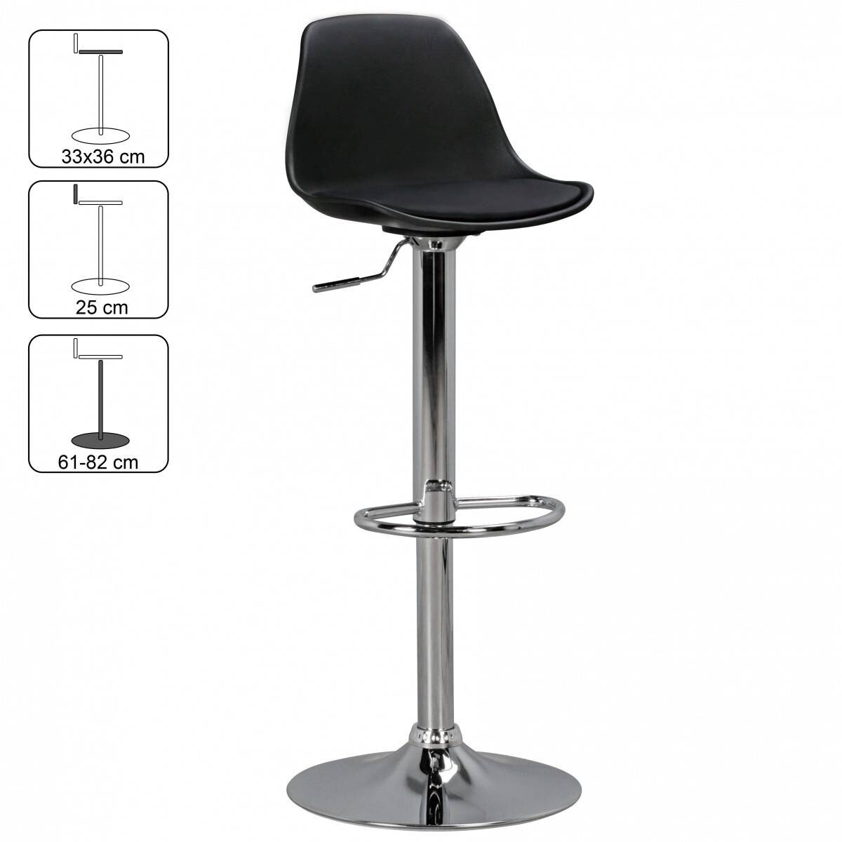 Barhocker schwarz Chrom Kunstleder Metall B/H/T: ca. 40x104x40 cm