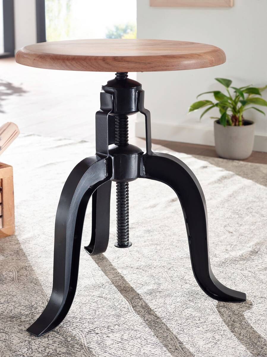 Hocker schwarz Holz B/H/T: ca. 39x48x39 cm