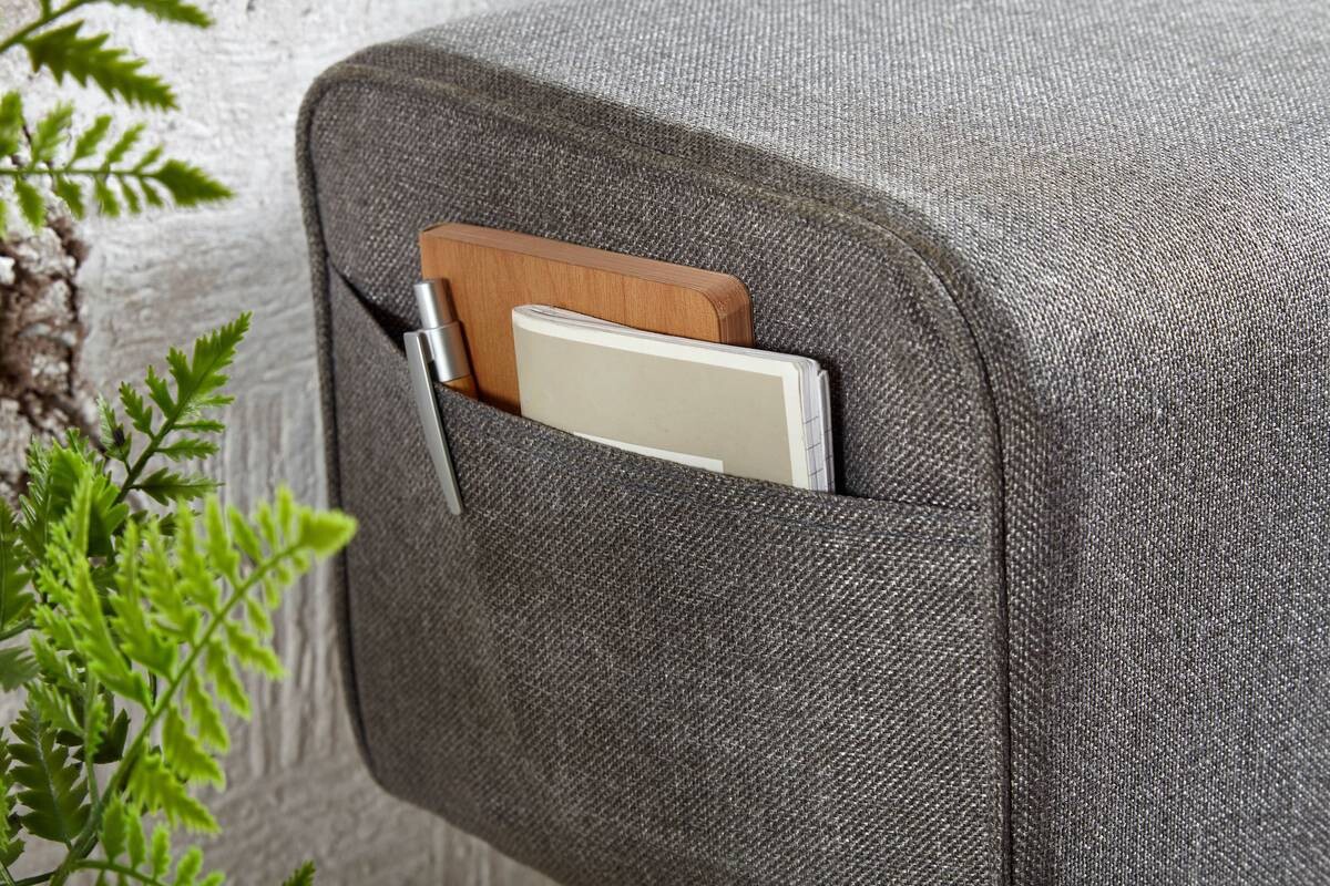 Wohnling Sitzbank grau natur Stoff Echtholz B/H/T: ca. 120x56x30 cm