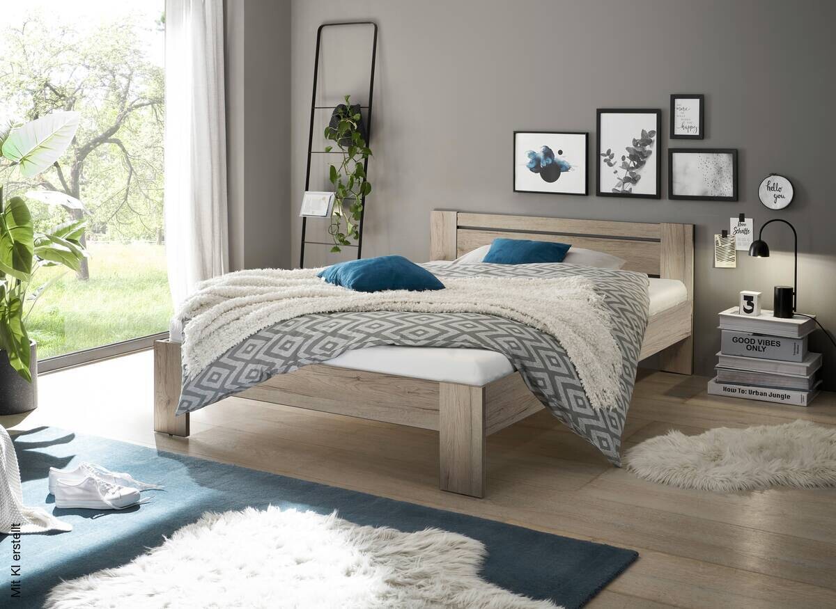 Futonbett Cannes Eiche San-Remo Nachbildung Liegefläche B/L: ca. 140x200 cm