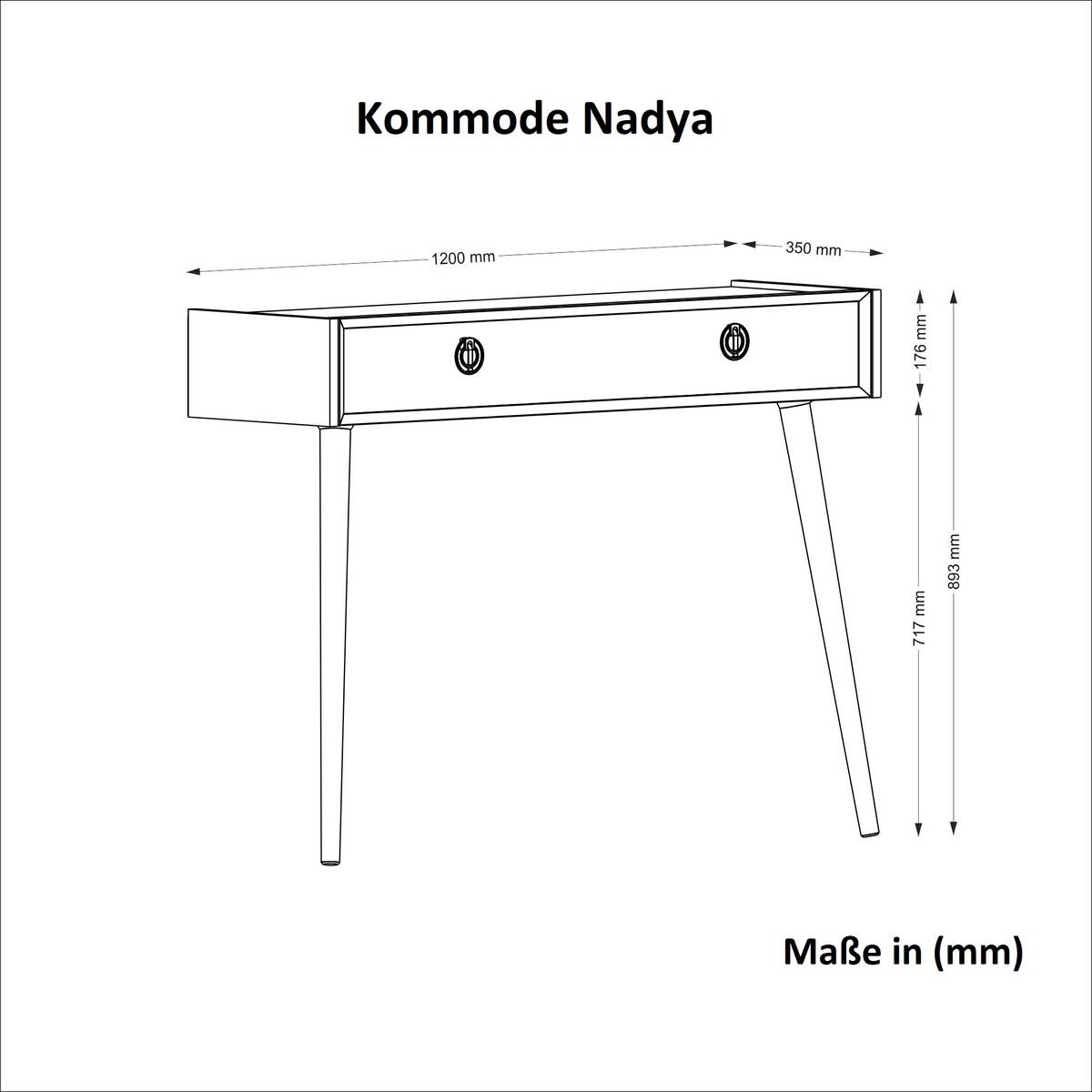 Konsolentisch Nadya weiß walnuss Nachbildung Spanplatte B/H/T: ca. 120x90x35 cm