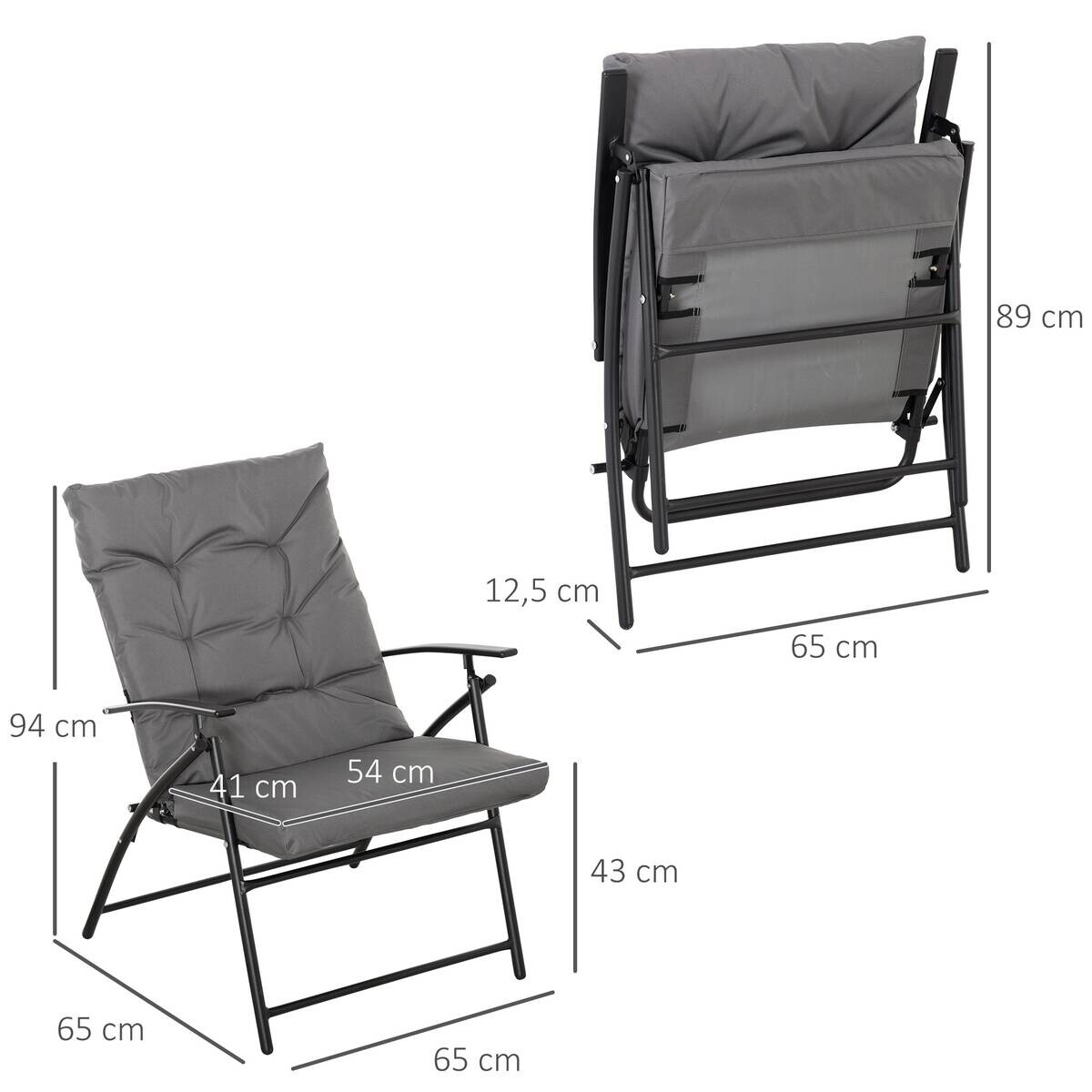 Outsunny Campingstuhl grau Metall B/H/L: ca. 65x94x65 cm