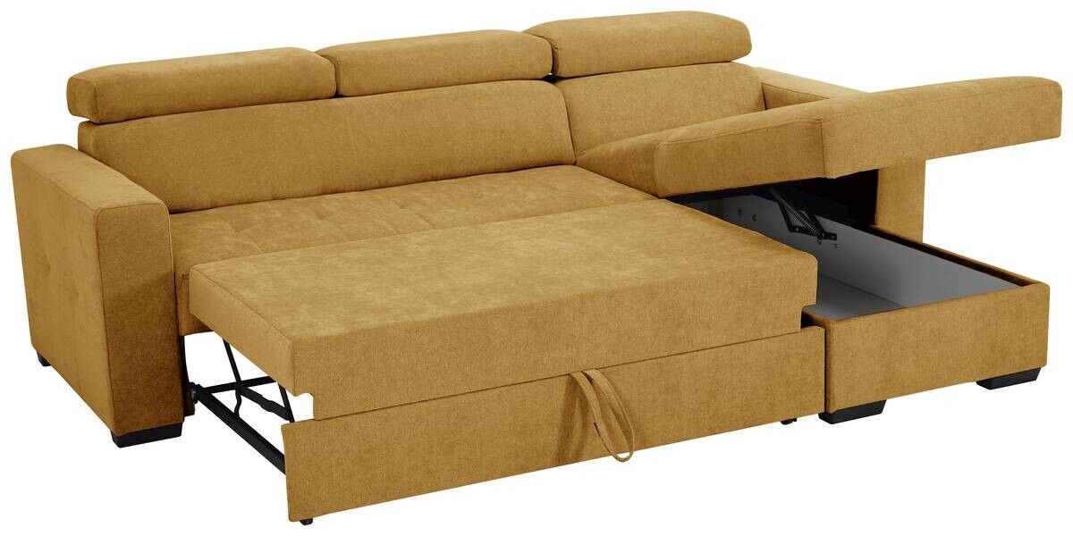 Ecksofa mit Bettfunktion und Bettkasten gelb Microfaser B/T: ca. 238x170 cm