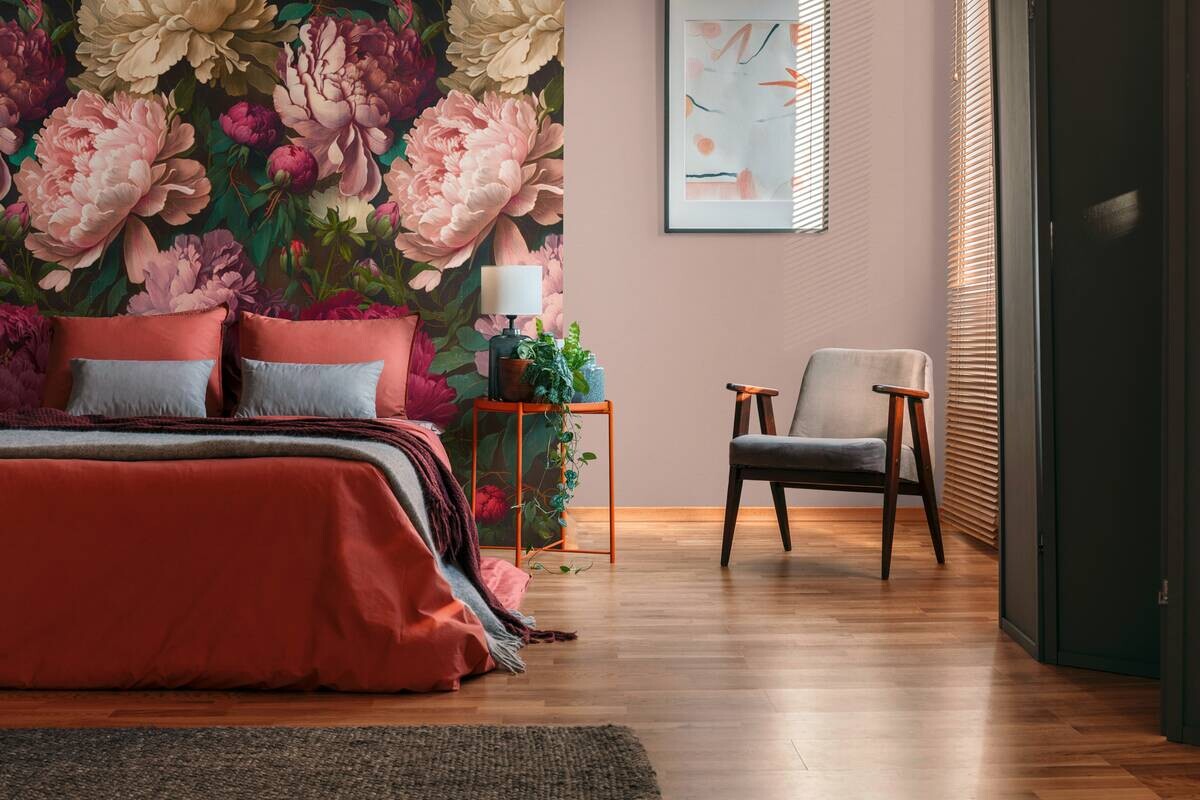 Livingwalls Fototapete Floral rot rosa pink B/L: ca. 280x159 cm