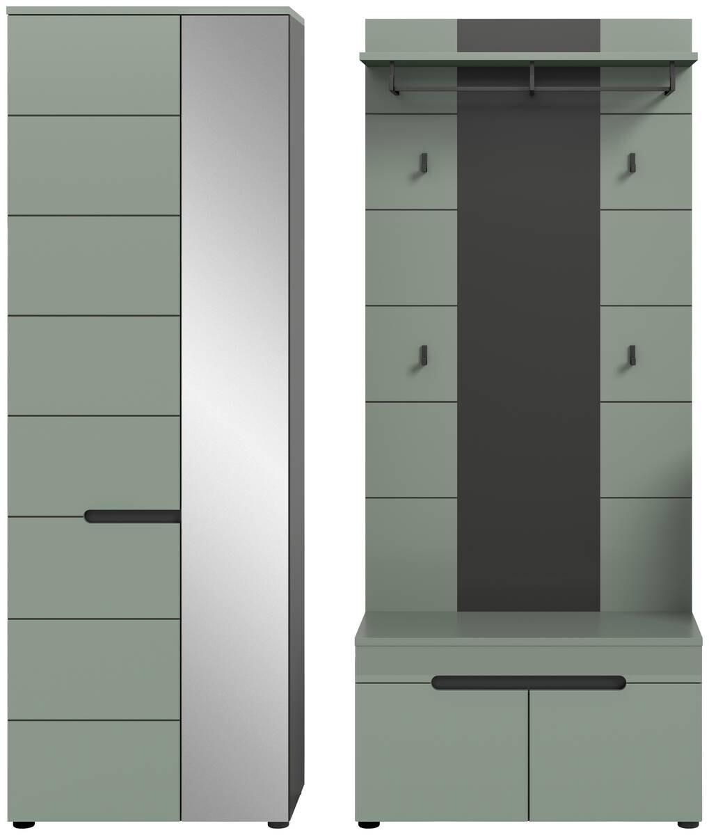 Garderobe Canu grün basaltgrau Nachbildung B/H/T: ca. 160x190x37 cm