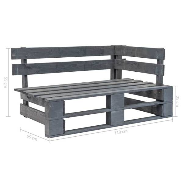 vidaXL Paletteneckbank grau Holz B/H/L: ca. 65x55x110 cm