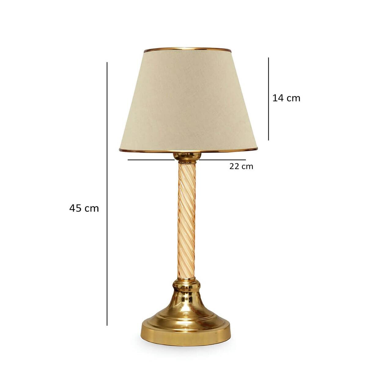 Opviq Tischleuchte beige gold Kunststoff Stoff B/H/L: ca. 22x45x22 cm E27 1 Brennstellen