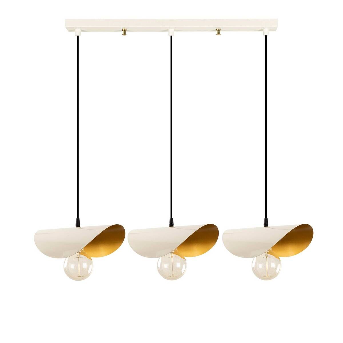 Opviq Pendelleuchte Sivani weiß gold Eisen B/H/T/L: ca. 17x106x17x80 cm E27 3 Brennstellen