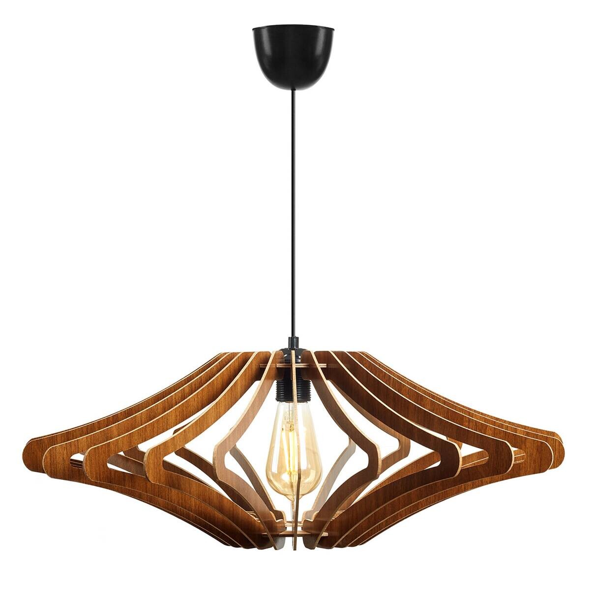 Opviq Pendelleuchte nussbaum MDF B/H/L: ca. 47x55x47 cm E27 1 Brennstellen