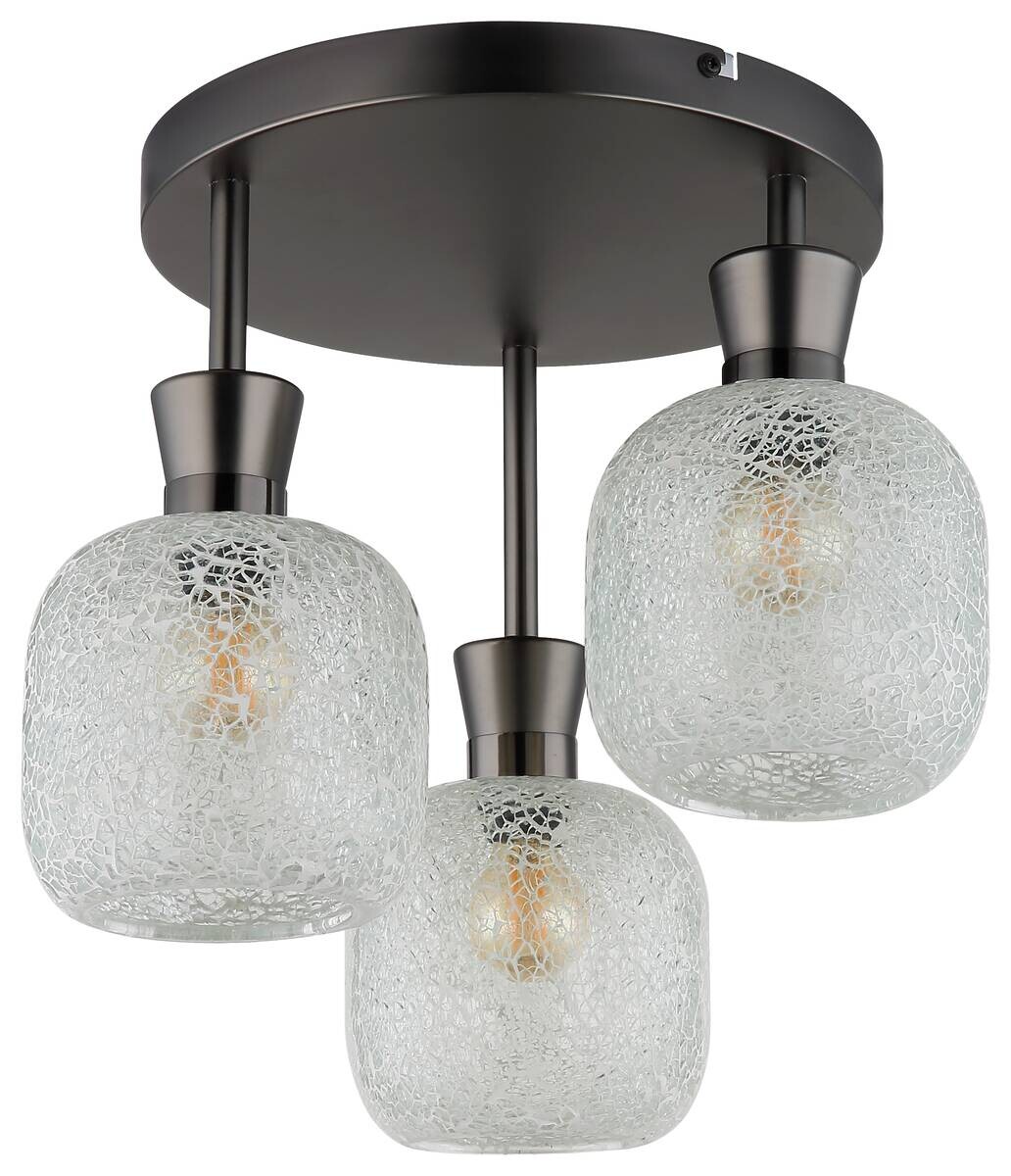 GLOBO Deckenleuchte Chrom schwarz Metall Glas B/H/L: ca. 21x32x29 cm 3 Brennstellen