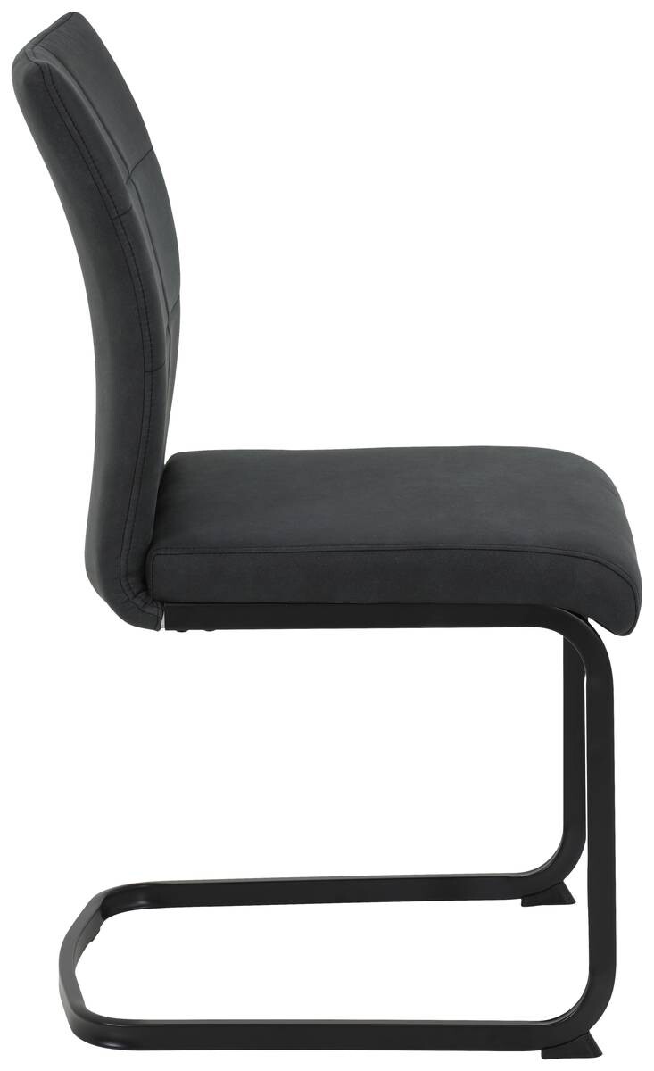 Stuhl 2er Set PIA anthrazit Vintage schwarz Microfaser Metall B/H/T: ca. 42x89x59 cm