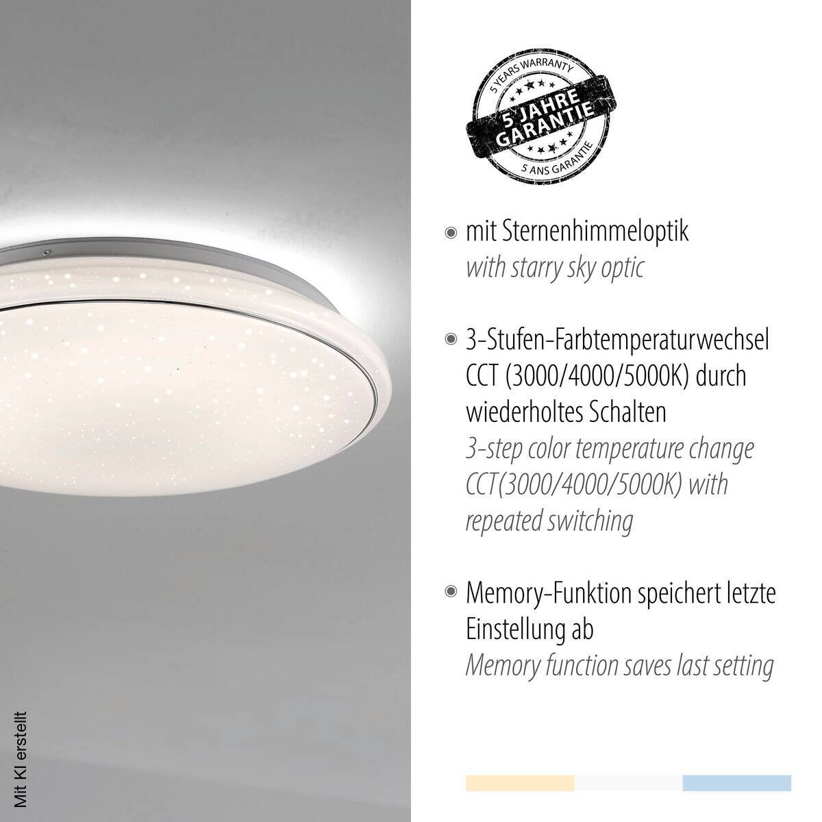 Just Light Deckenleuchte 14364-16 weiß Metall Kunststoff H/D: ca. 10x44 cm