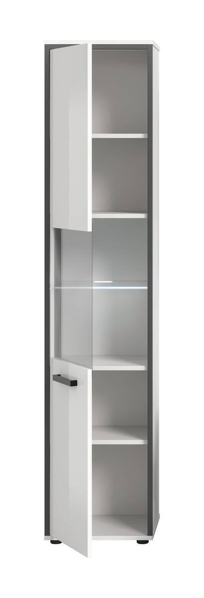 Midischrank KOJAK weiß Hochglanz anthrazit grau B/H/T: ca. 40x188x34 cm