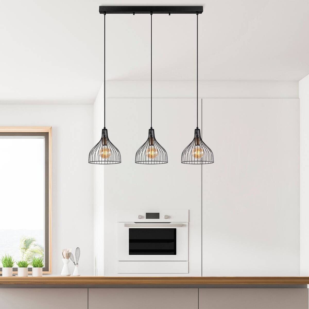 Opviq Pendelleuchte Cafu bronze schwarz Metall B/H/T/L/D: ca. 25x121x25x94x25 cm E27 3 Brennstellen