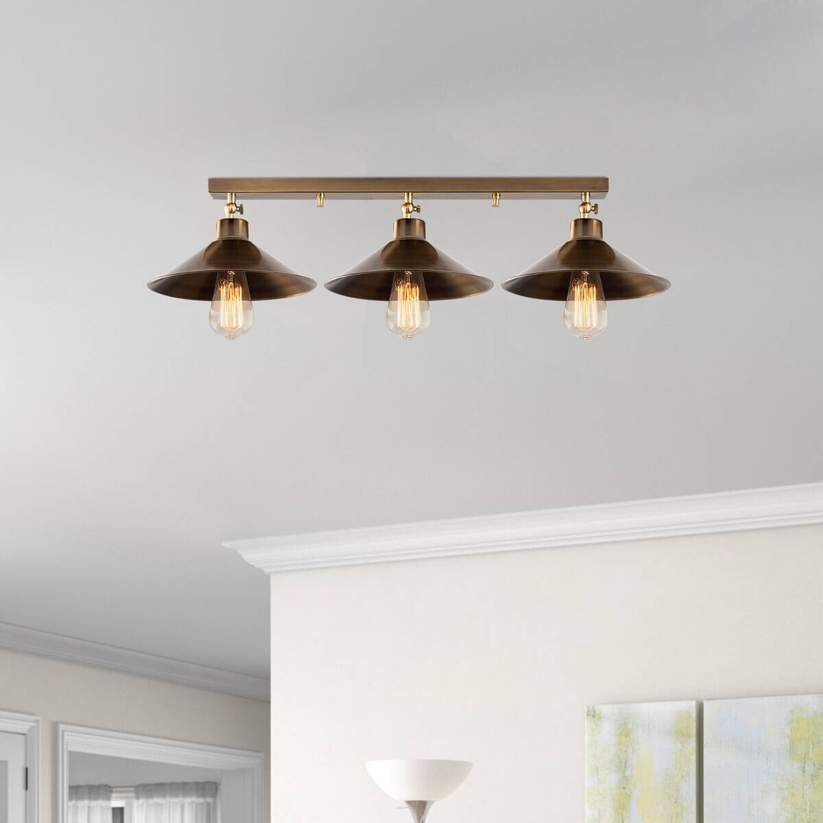Opviq Deckenleuchte Berceste bronze Metall B/H/T/L/D: ca. 24x17x24x80x24 cm E27 3 Brennstellen