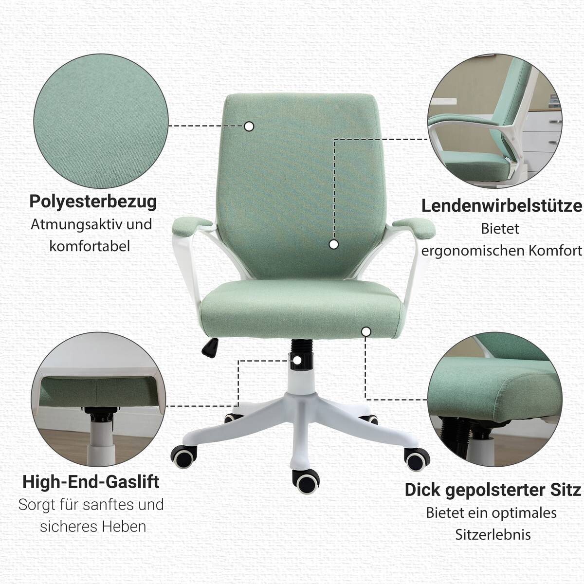 Drehstuhl 921-536GN grün weiß