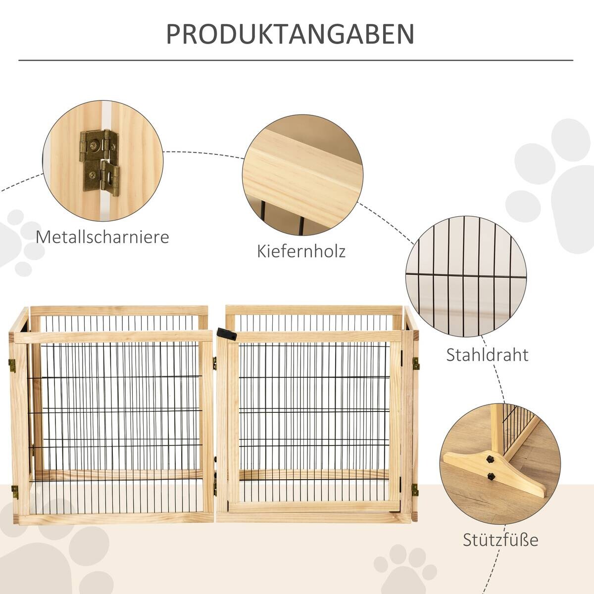 PawHut Schutzgitter natur Polypropylen B/H/L: ca. 36x432x70 cm