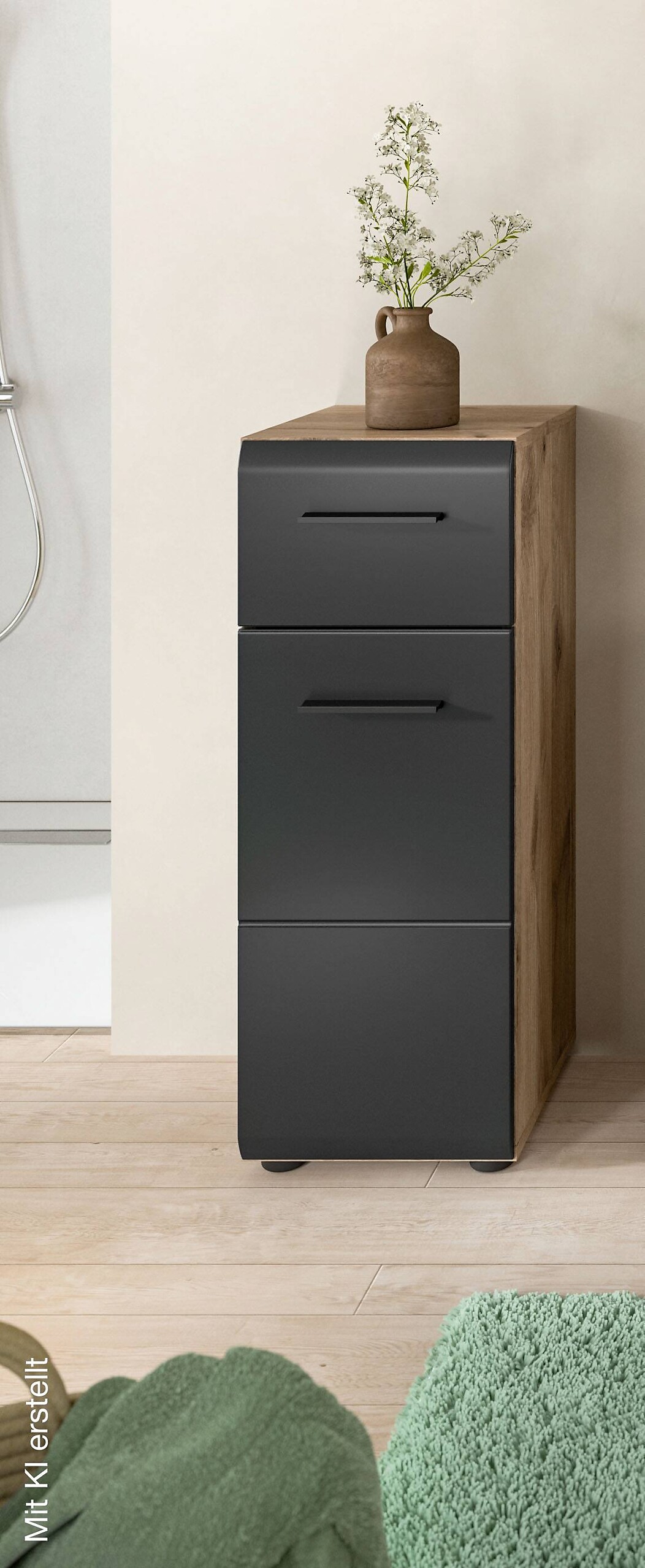 Schrank Ice Nox Oak Nachbildung schwarz matt B/H/T: ca. 30x80x30 cm