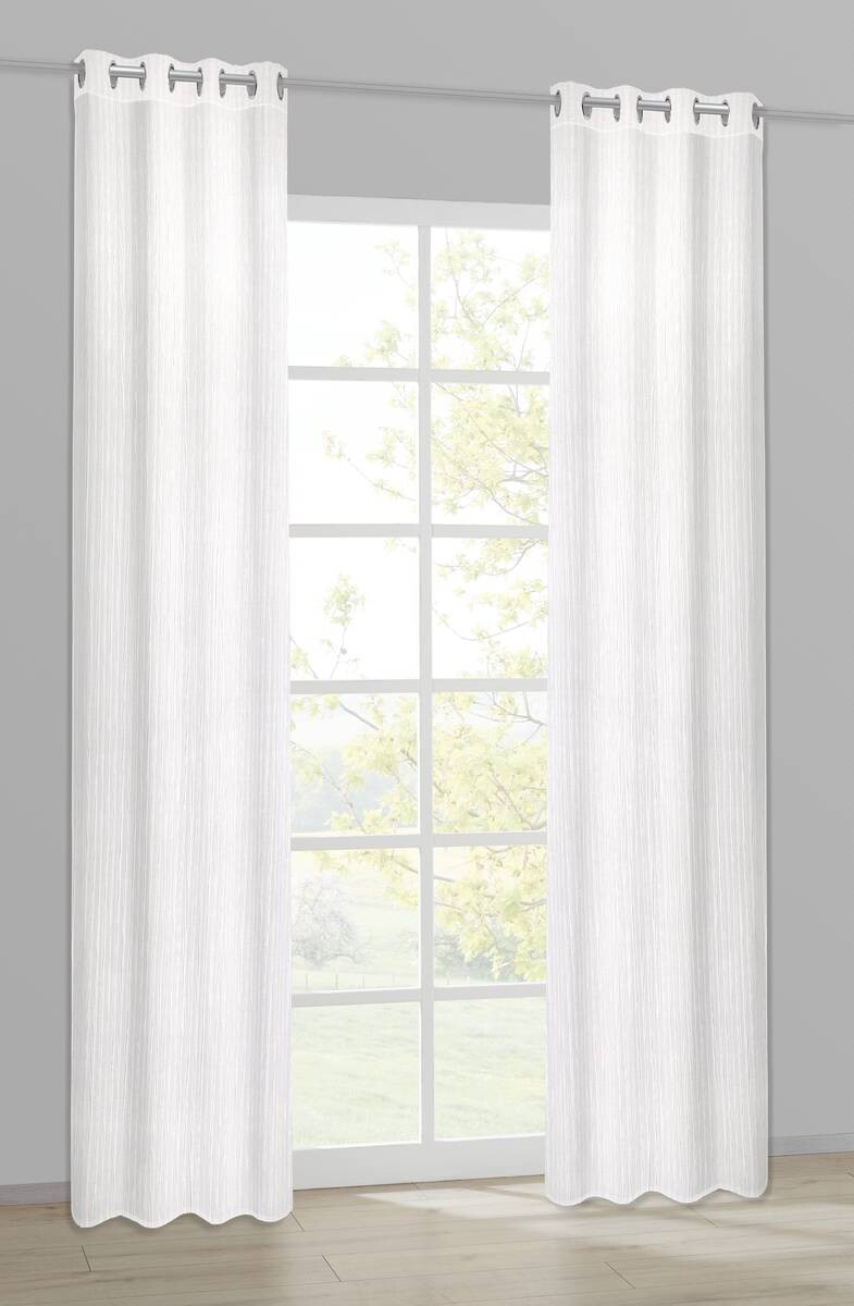 Ösenvorhang Crash weiß B/L: ca. 135x245 cm