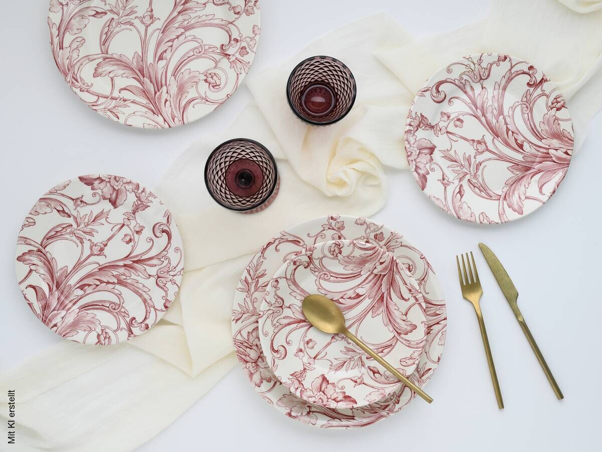 CreaTable Tafelservice Venecia rot Steingut 18 tlg.