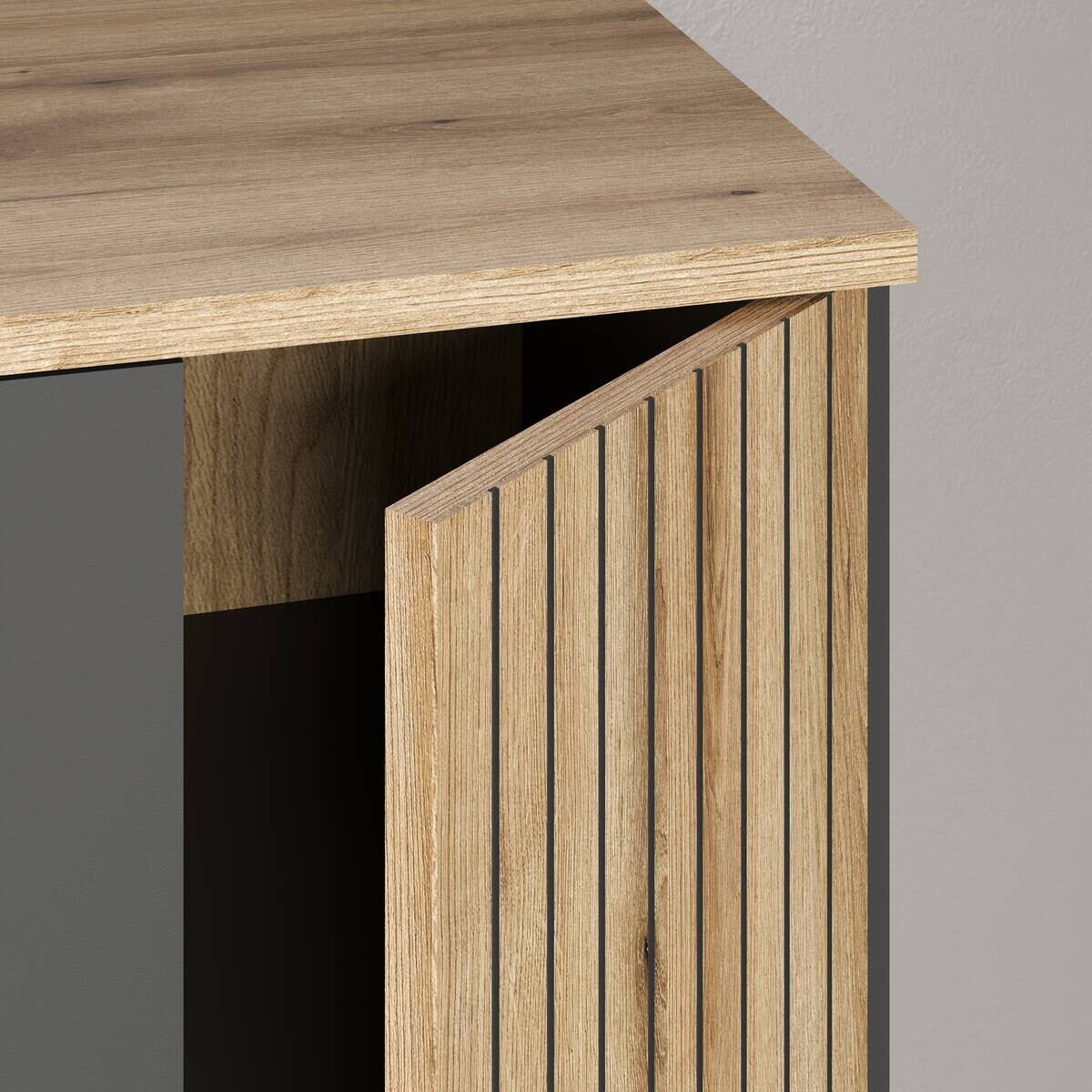 TV-Lowboard Esteban Eiche Evoke Oak Nachbildung anthrazit B/H/T: ca. 180x66x47 cm