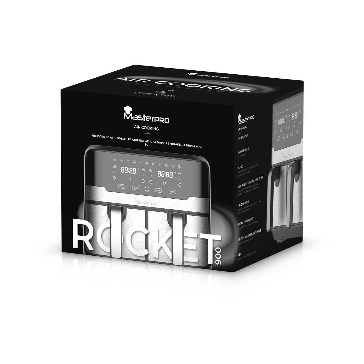 MASTERPRO Heißluftfritteuse Doppelbehälter BGMP-9178-BK silber Metall B/H/T: ca. 45x35,5x38 cm ca. 9 l