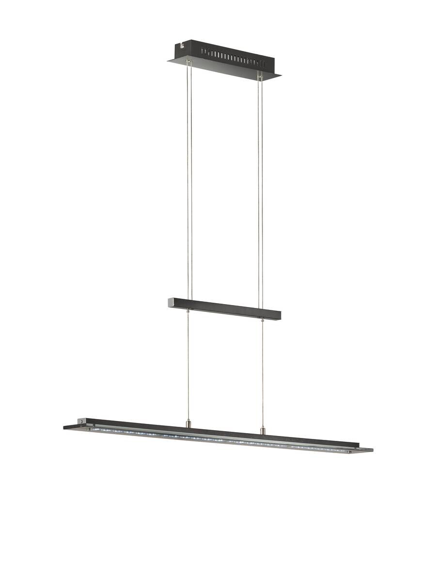 Fischer & Honsel LED-Pendelleuchte 60442 Rauch Chrom schwarz Glas Metall B/H/T: ca. 88x150x9 cm 1.0 Brennstellen