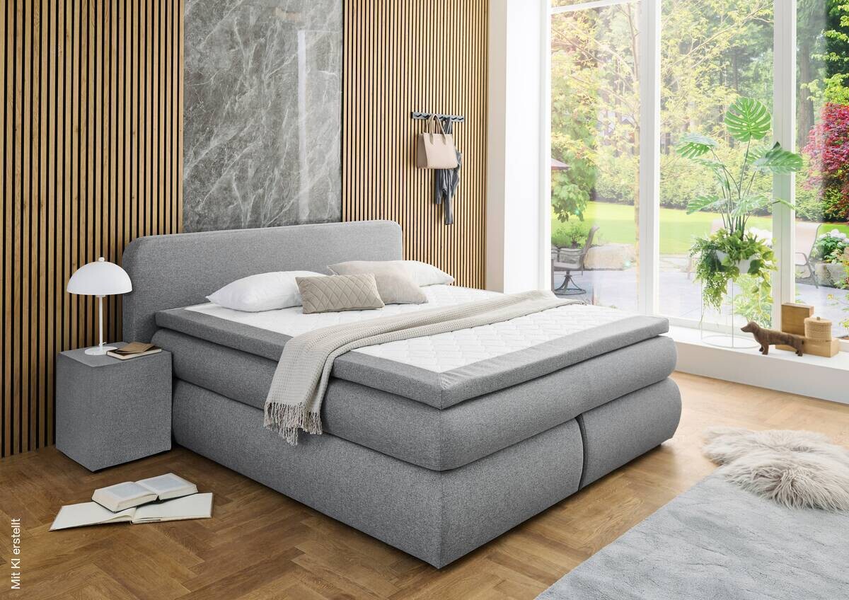 Boxspringbett Madeira Silbergrau Liegefläche B/L: ca. 180x200 cm