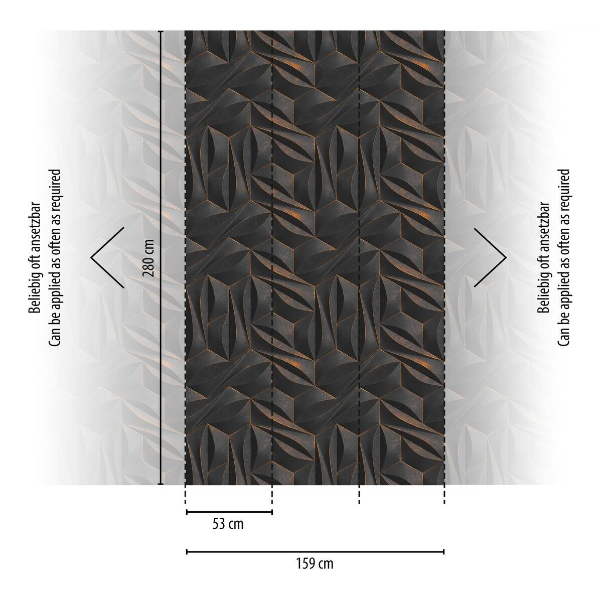 Livingwalls Fototapete 3D-Optik gold anthrazit B/L: ca. 280x159 cm
