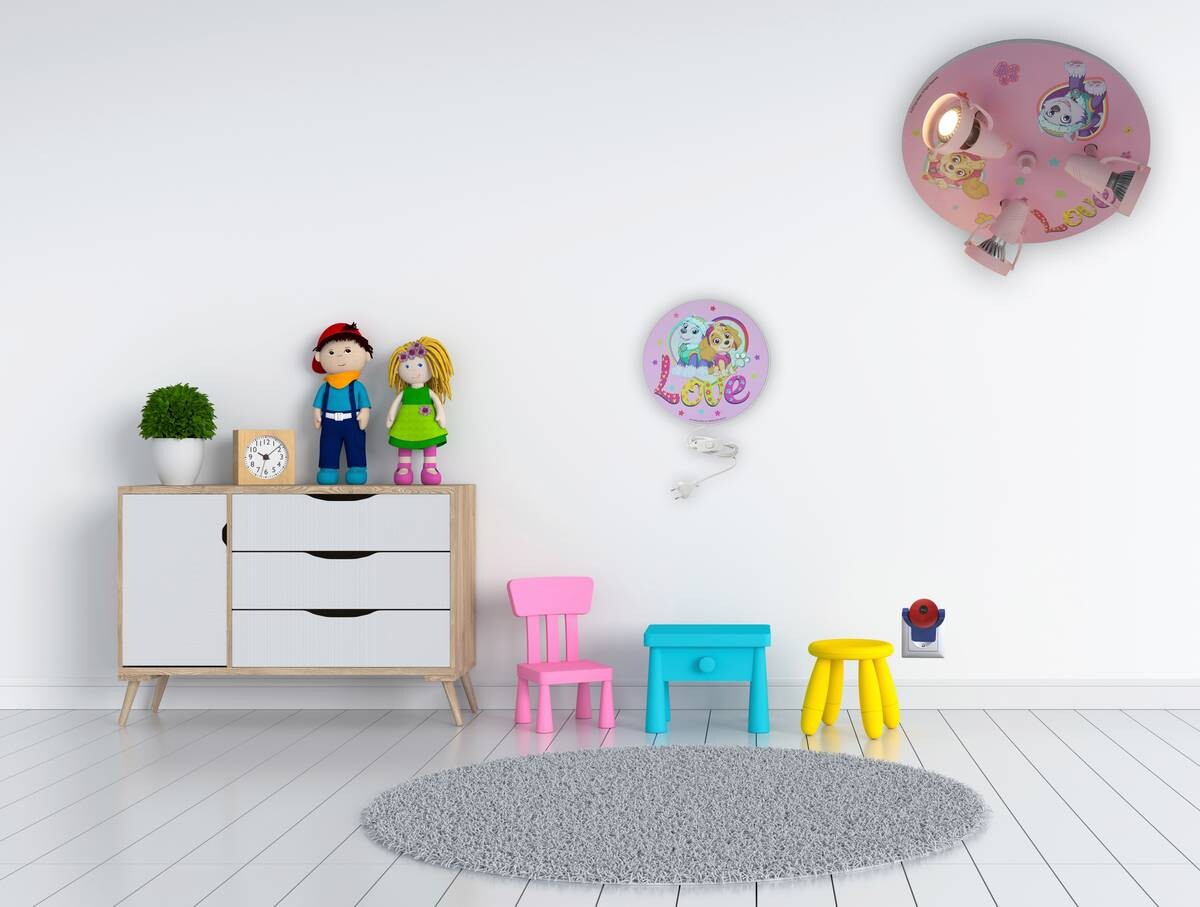 Niermann Kinderwandleuchte Pawsitive Pups rosa Kunststoff D: ca. 25 cm E14 1 Brennstellen